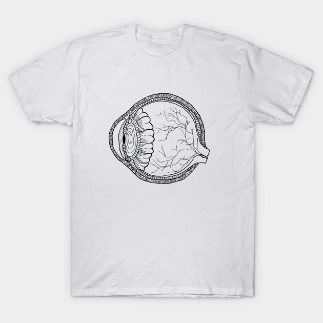 Eye Line Drawing (Black and White) T-Shirt by littlecurlew